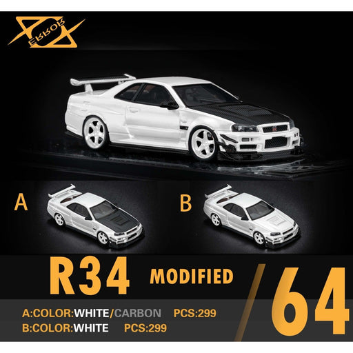 Error404 Model Nissan Skyline GT-R (R34) Customized in White 1:64 Limited to 299 Pcs Each - Premium Nissan - Just $64.99! Shop now at Retro Gaming of Denver