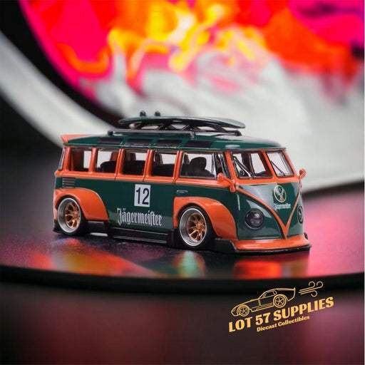 LF Model Volkswagen T1 Kombi WideBody with Surfboard in Jagermeister #12 Livery 1:64 - Just $29.99! Shop now at Retro Gaming of Denver