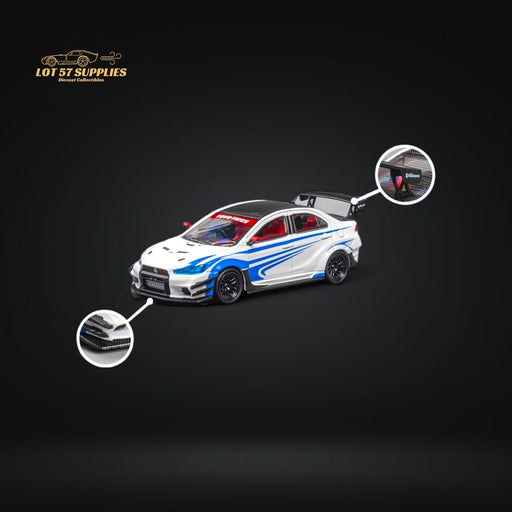 CM Model Mitsubishi Evolution X Varis White Blue Stripes 1:64 CM64-EVOX-09 - for just $31.99! 