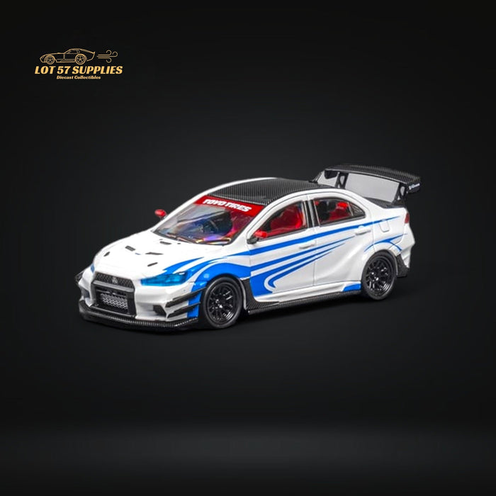 CM Model Mitsubishi Evolution X Varis White Blue Stripes 1:64 CM64-EVOX-09 - for just $31.99! 