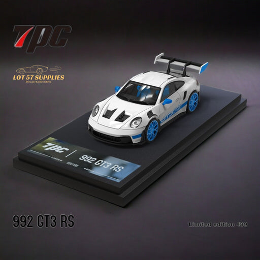 (Pre-Order) TPC Porsche 911 992 GT3 RS White With Blue Wheels Ordinary Version 1:64 - Just $31.99! Shop now at Retro Gaming of Denver