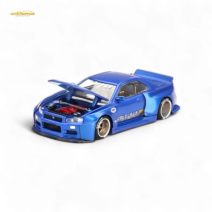Mini GT x Kaido House Nissan Skyline GT-R R34 V2 SHINJUKU BLUE 1:64 - for just $29.99! 