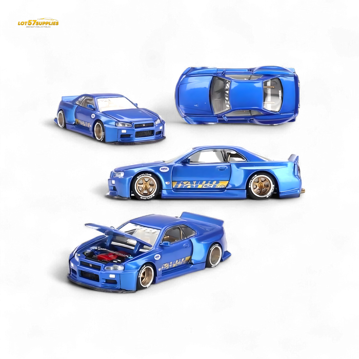 Mini GT x Kaido House Nissan Skyline GT-R R34 V2 SHINJUKU BLUE 1:64 - for just $29.99! 