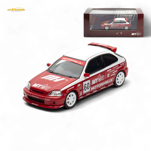 Motorhelix Honda Civic EK9 Malaysia Limited Edition - White - Red 1:64 - for just $42.99! 