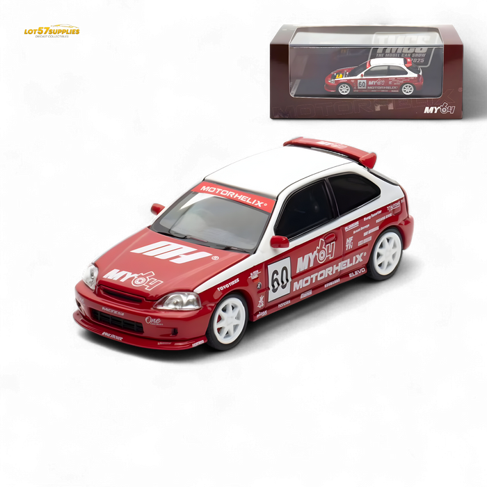 Motorhelix Honda Civic EK9 Malaysia Limited Edition - White - Red 1:64 - for just $42.99! 