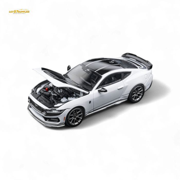 (Pre-Order) DCM Mustang Dark Horse - Crystal White - Titanium Wheels 1:64 - for just $34.99! 