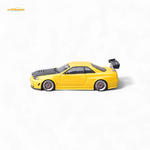 Focal Horizon Nissan Skyline GT-R R34 Z-Tune Carbon-Hood Version Yellow 1:64 - for just $38.99! 