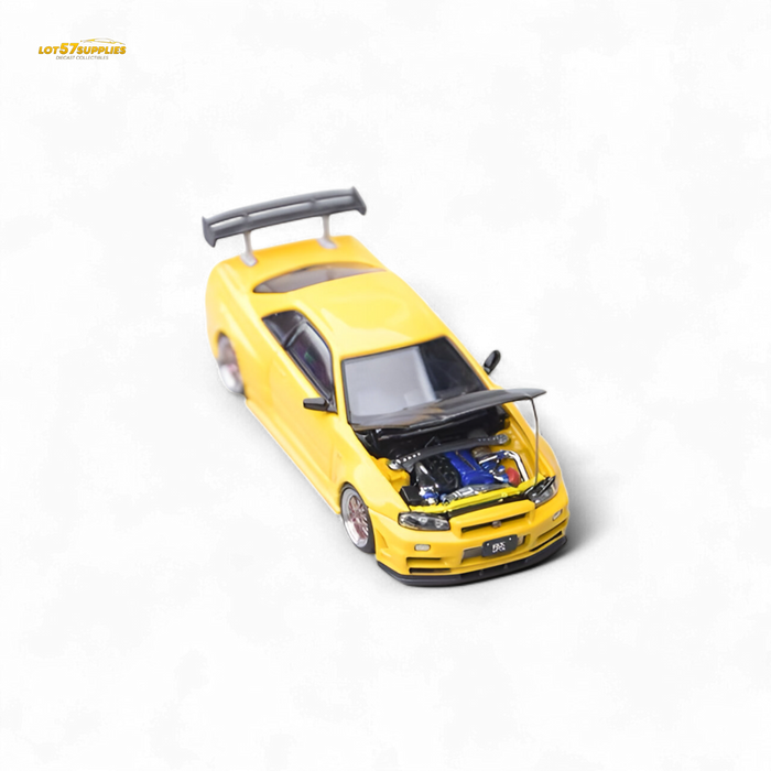 Focal Horizon Nissan Skyline GT-R R34 Z-Tune Carbon-Hood Version Yellow 1:64 - for just $38.99! 