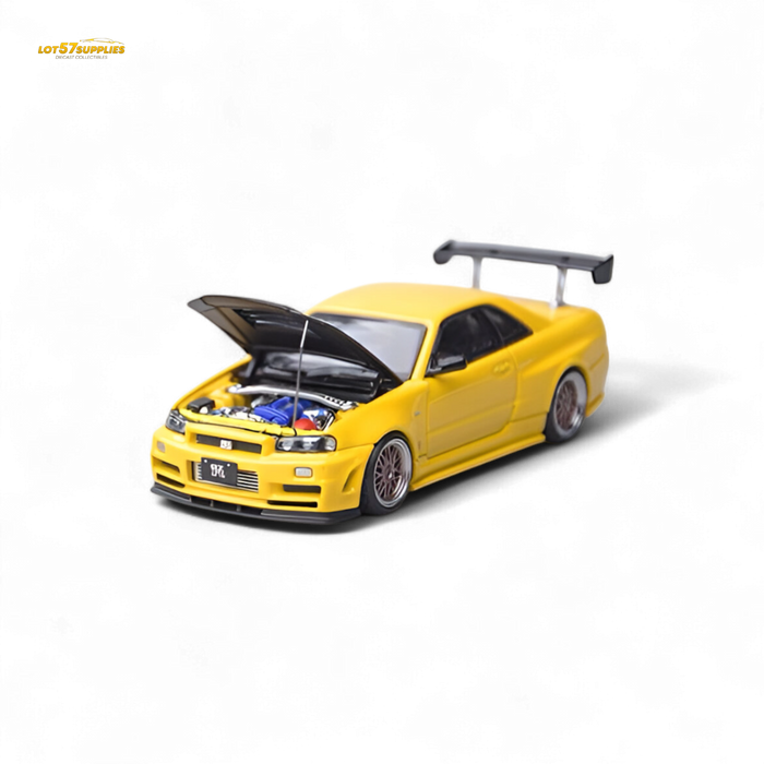 Focal Horizon Nissan Skyline GT-R R34 Z-Tune Carbon-Hood Version Yellow 1:64 - for just $38.99! 