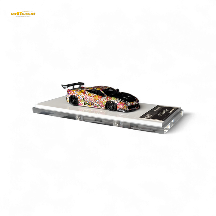 Flame Ferrari 458 GT LB Wide-Body - Takashi Murakami Flower Livery - Glows in dark 1:64 Resin - for just $79.99! 