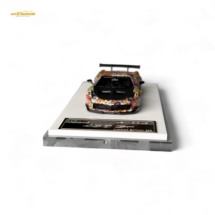 Flame Ferrari 458 GT LB Wide-Body - Takashi Murakami Flower Livery - Glows in dark 1:64 Resin - for just $79.99! 