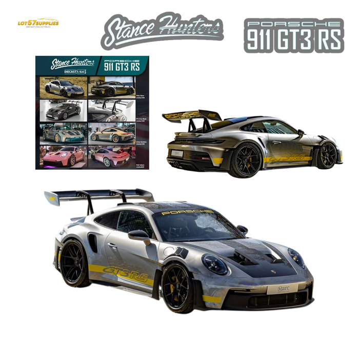(Pre-Order) Stance Hunters Porsche 911 GT3 RS 992 Polar Silver 1:64 - for just $36.99! 