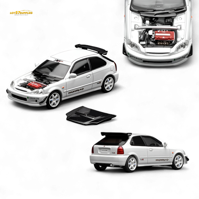 (Pre-Order) Motorhelix Honda Civic Type R EK9 J's Racing Livery White 1:64 - for just $34.99! 