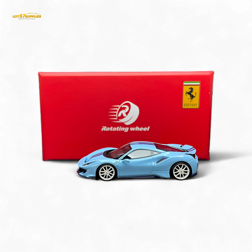 Rotating Wheel Ferrari 488 Pista Prata Blue 1:64 - for just $119.99! 