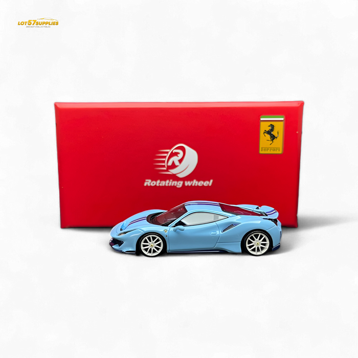 Rotating Wheel Ferrari 488 Pista Prata Blue 1:64 - for just $119.99! 