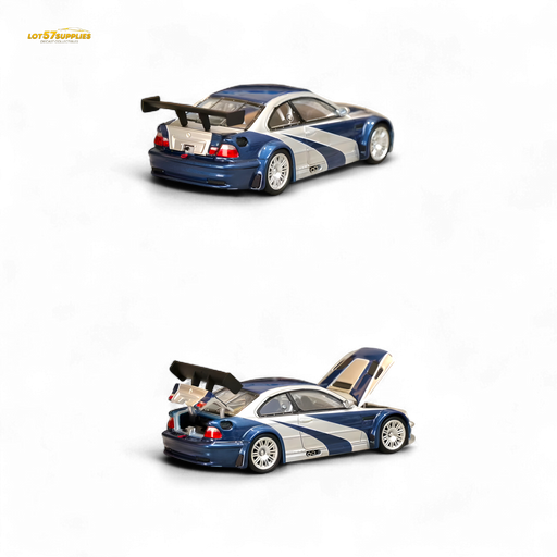 (Pre-Order) Ghost Player BMW E46 M3 GTR Silver Blue 1:64 - for just $39.99! 