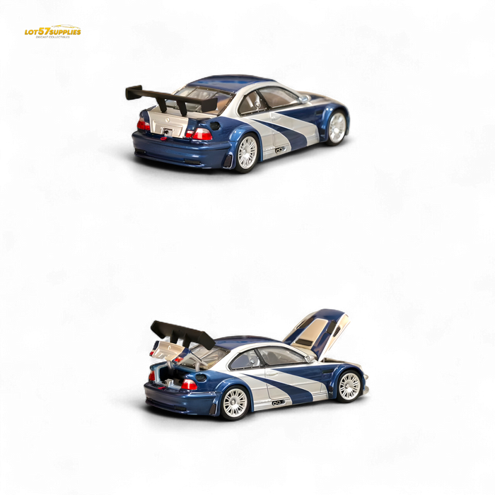 (Pre-Order) Ghost Player BMW E46 M3 GTR Silver Blue 1:64 - for just $39.99! 
