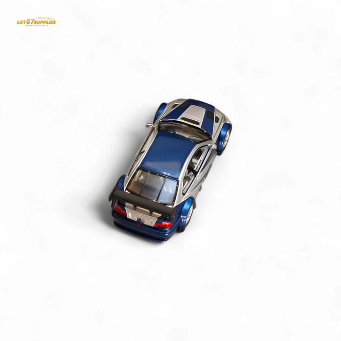 (Pre-Order) Ghost Player BMW E46 M3 GTR Silver Blue 1:64 - for just $39.99! 