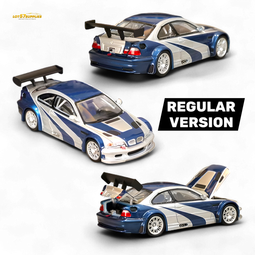 (Pre-Order) Ghost Player BMW E46 M3 GTR Silver Blue 1:64 - for just $39.99! 