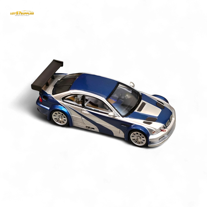 (Pre-Order) Ghost Player BMW E46 M3 GTR Silver Blue 1:64 - for just $39.99! 