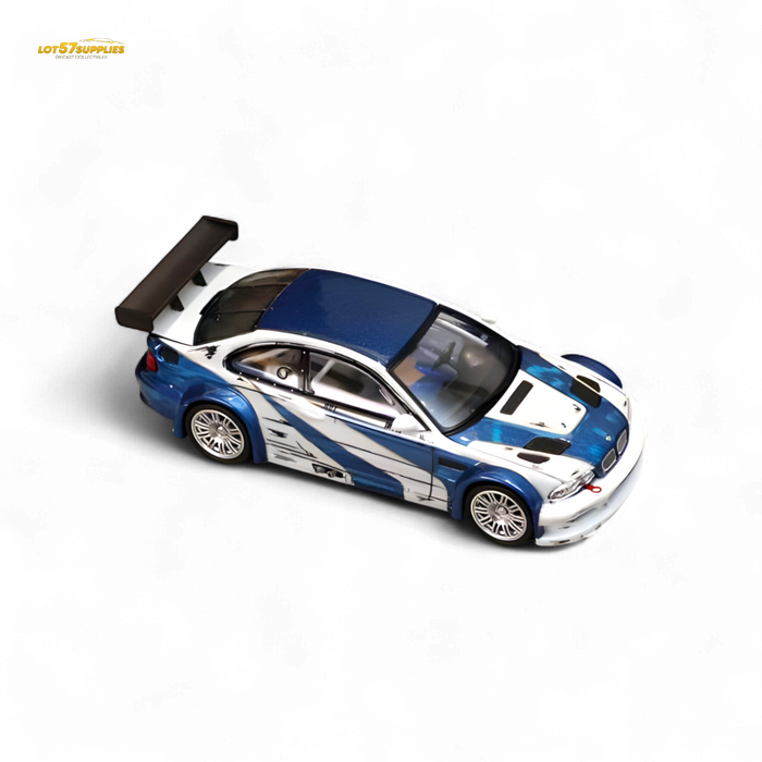 (Pre-Order) Ghost Player BMW E46 M3 GTR White Blue Comic NFS Livery 1:64 - for just $39.99! 