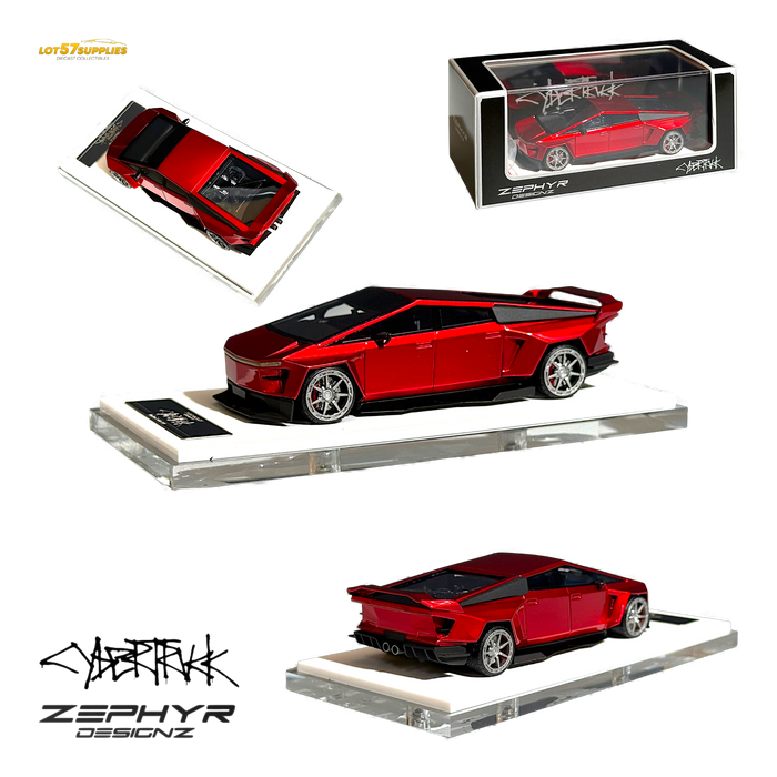 404ERROR Tesla Cybertruck Custom Widebody Lowered - Metallic Red 1:64 - for just $89.99! 