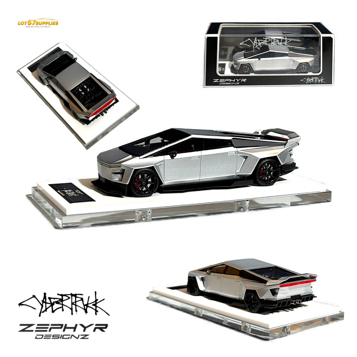 404ERROR Tesla Cybertruck Custom Widebody Lowered - Silver 1:64 - for just $89.99! 