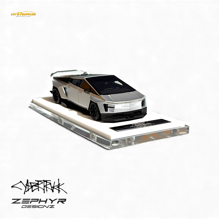404ERROR Tesla Cybertruck Custom Widebody Lowered - Silver 1:64 - for just $89.99! 