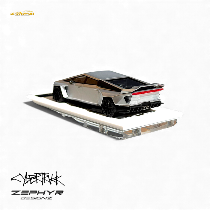 404ERROR Tesla Cybertruck Custom Widebody Lowered - Silver 1:64 - for just $89.99! 