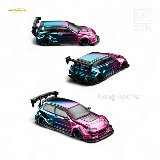 DCM Kevmannz 1996 EG6 Hatchback Wide Body - Dazzling Colorful Long Spoiler 1:64 - for just $44.99! 