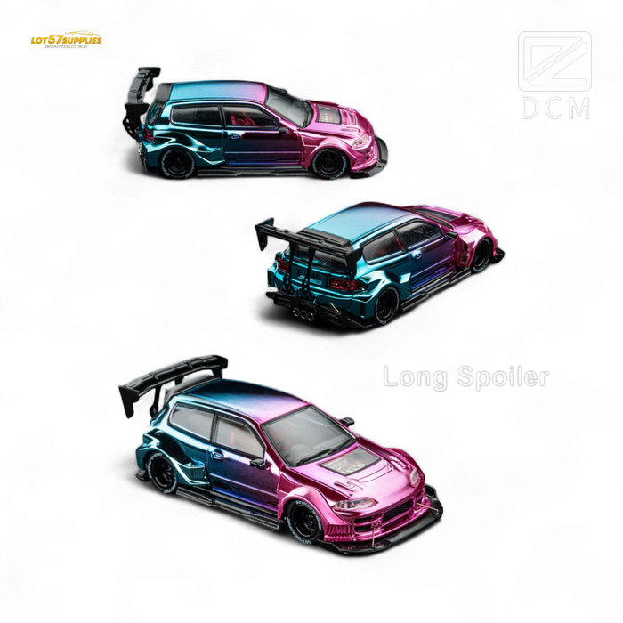 DCM Kevmannz 1996 EG6 Hatchback Wide Body - Dazzling Colorful Long Spoiler 1:64 - for just $44.99! 