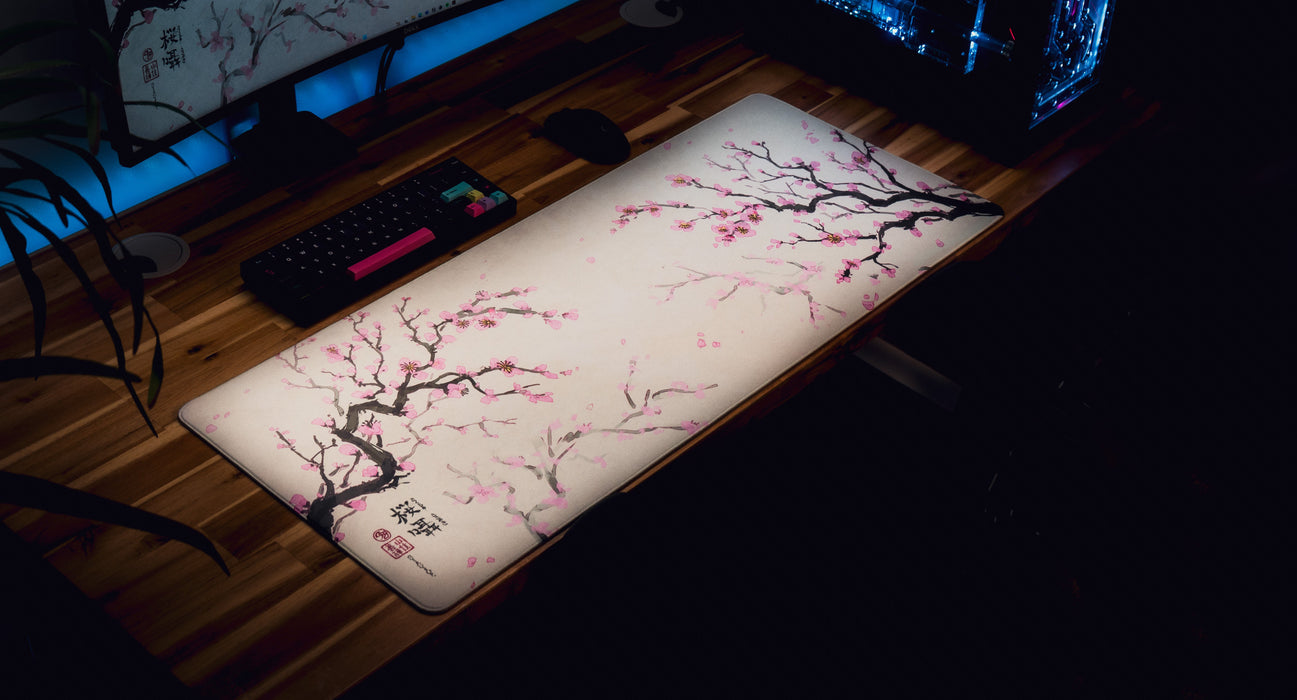 "Whispers of Sakura" — Cherry Blossom Deskmat - for just $49.95! 