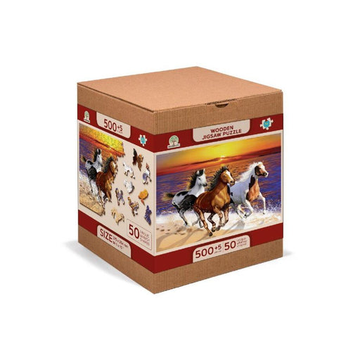 Wild Horses on the Beach 505 Piece Wood Jigsaw Puzzle Wooden City - for just $27.99! 
