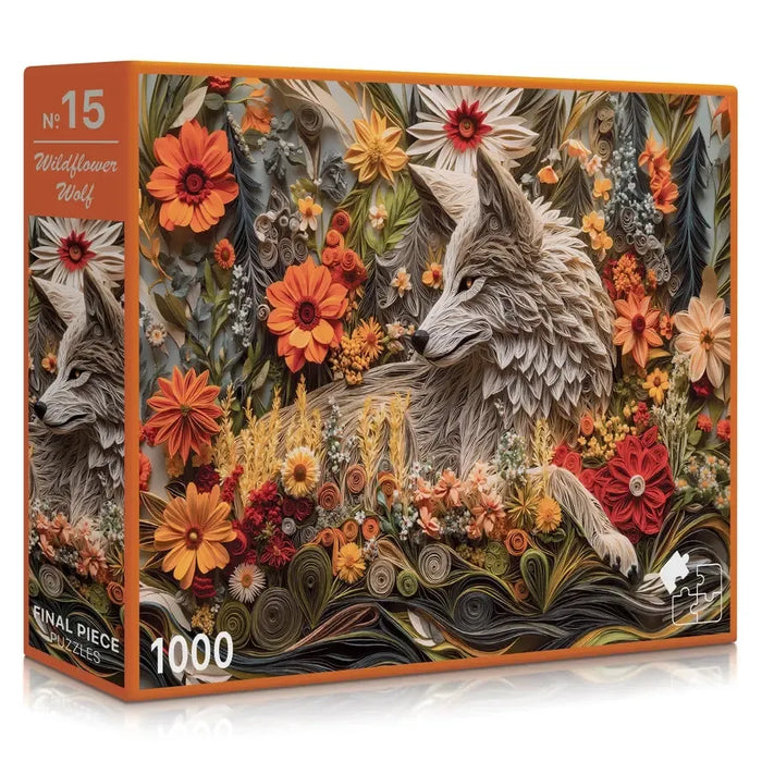 Wildflower Wolf 1000 Piece Jigsaw Puzzle Final Piece - for just $19.99! 