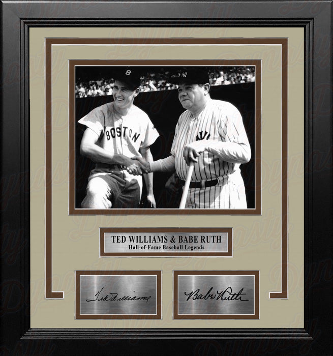 Ted Williams and Babe Ruth 8" x 10" Framed Baseball Legends Photo with Engraved Autographs - for just $79.99! 