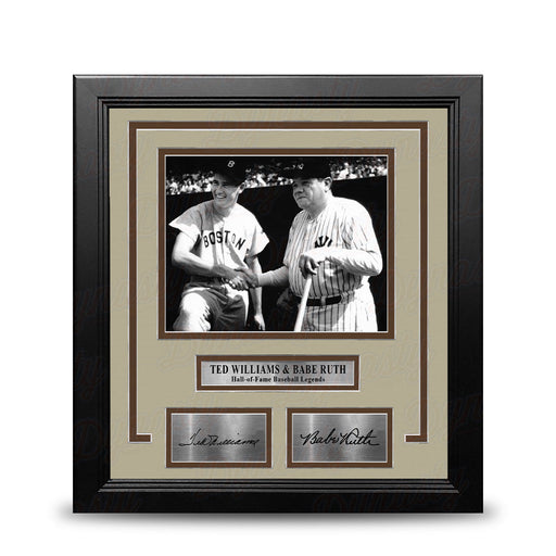 Ted Williams and Babe Ruth 8" x 10" Framed Baseball Legends Photo with Engraved Autographs - for just $79.99! 