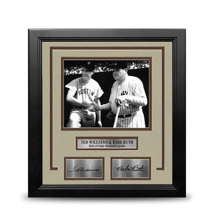 Ted Williams and Babe Ruth 8" x 10" Framed Baseball Legends Photo with Engraved Autographs - for just $79.99! 