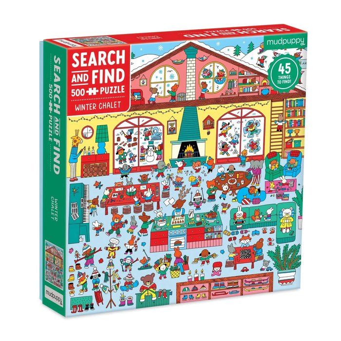 Winter Chalet Search & Find 500 Piece Jigsaw Puzzle Mudpuppy - for just $17.99! 