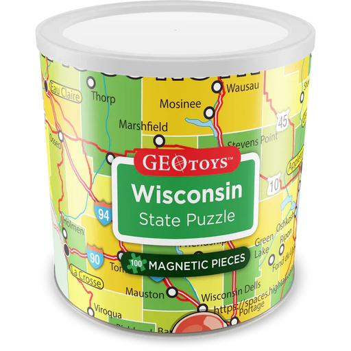 Wisconsin State 100 Piece Magnetic Jigsaw Puzzle Geotoys - for just $11.99! 