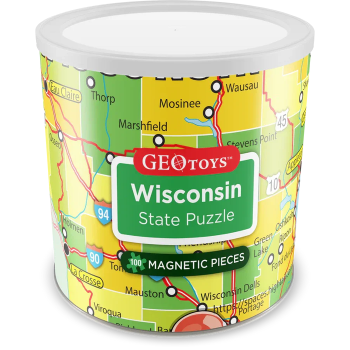 Wisconsin State 100 Piece Magnetic Jigsaw Puzzle Geotoys - for just $11.99! 
