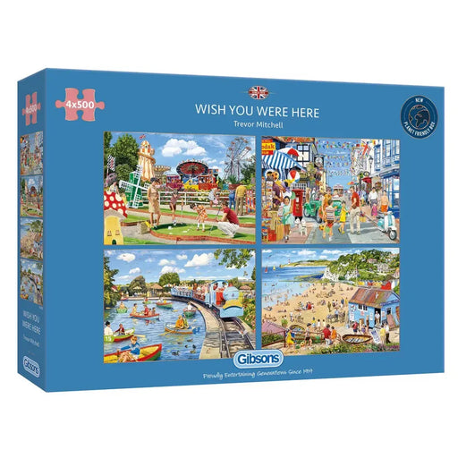 Wish You Were Here Set of 4 500 Piece Jigsaw Puzzles Gibsons - for just $39.99! 