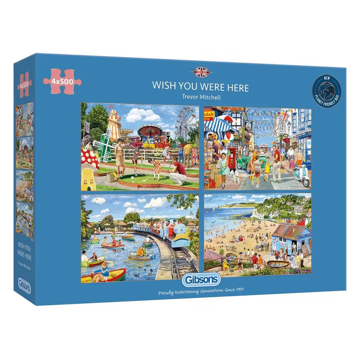 Wish You Were Here Set of 4 500 Piece Jigsaw Puzzles Gibsons - for just $39.99! 