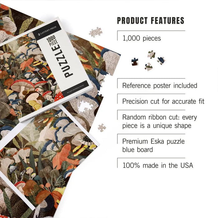 Woodland Mushrooms 1000 Piece Jigsaw Puzzle Lantern Press - for just $29.99! 