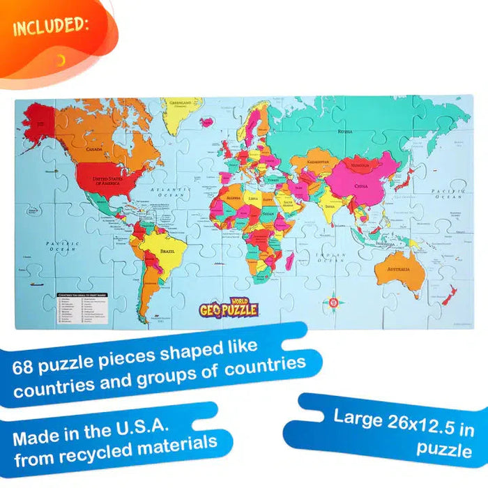World GeoPuzzle 68 Piece Jigsaw Puzzle Geotoys - for just $21.99! 