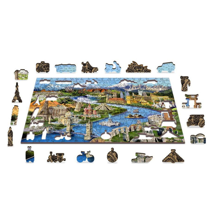 World Landmarks 300 Piece Wood Jigsaw Puzzle Wooden City - for just $24.99! 