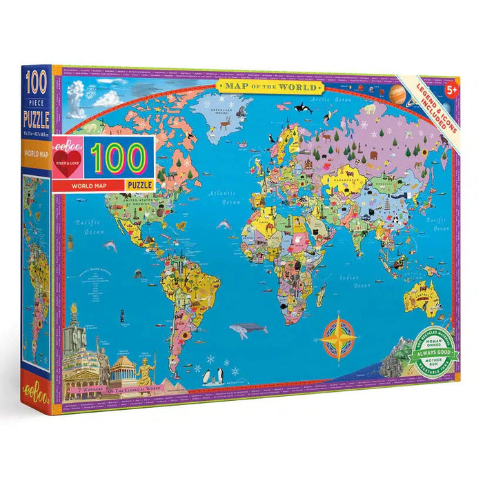 World Map 100 Piece Jigsaw Puzzle eeBoo - for just $18.99! 