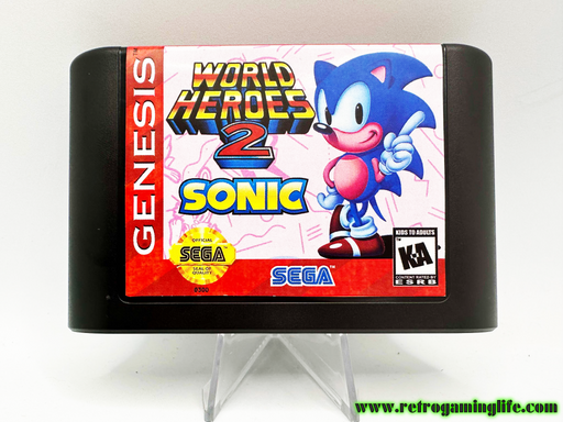World Heroes 2 Sonic in Sonic the Hedgehog Sega Genesis Reproduction Game Cart - for just $19.99! 