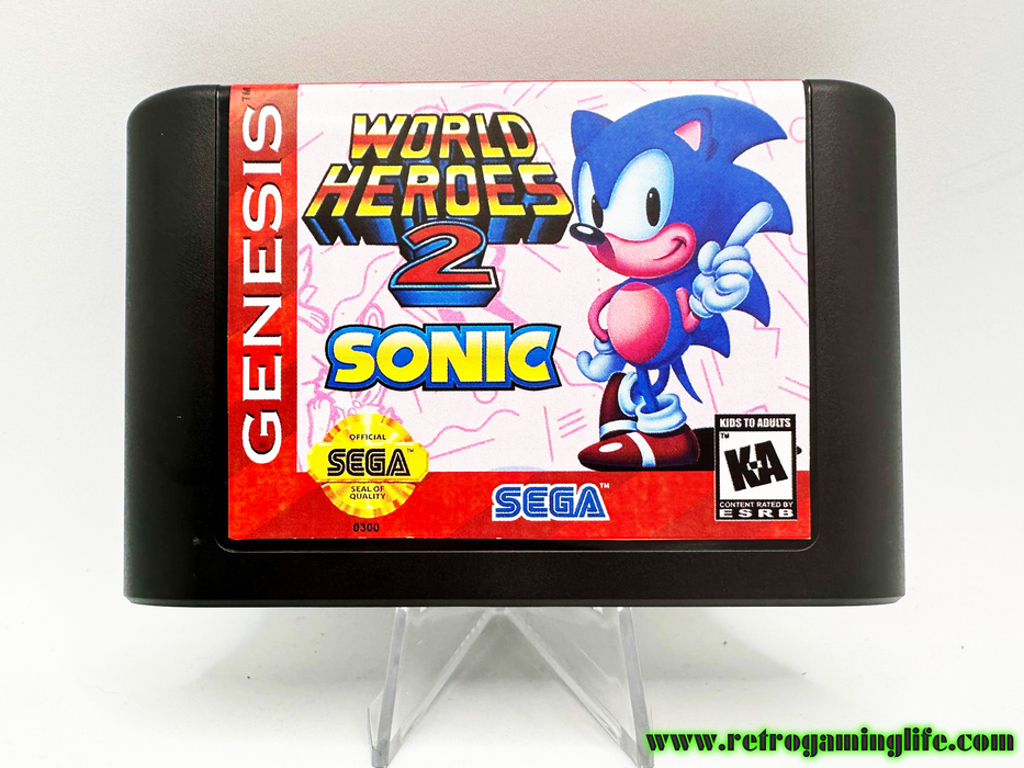 World Heroes 2 Sonic in Sonic the Hedgehog Sega Genesis Reproduction Game Cart - for just $19.99! 