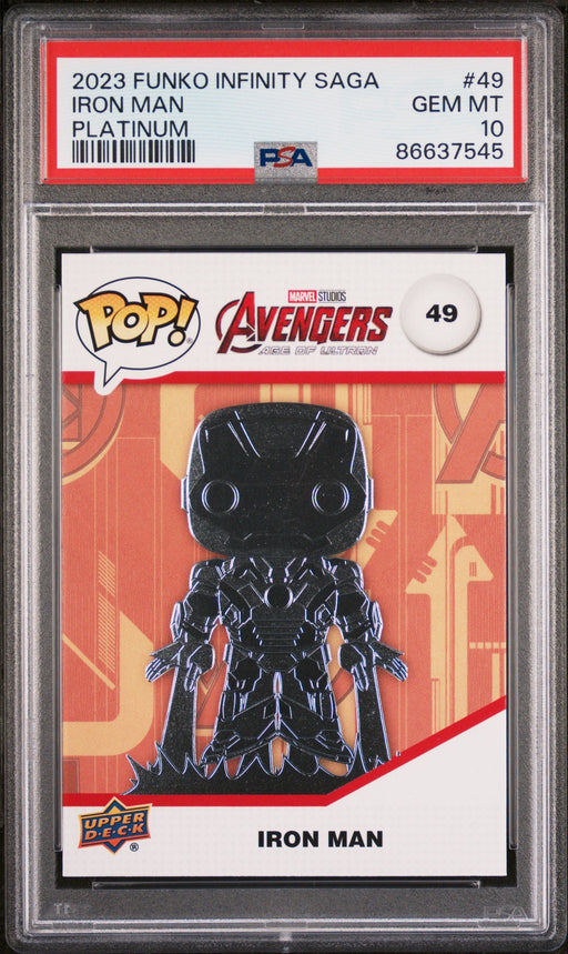 2023 UPPER DECK FUNKO POP MARVEL  IRON MAN PLATINUM #49  PSA 10 - for just $54! 
