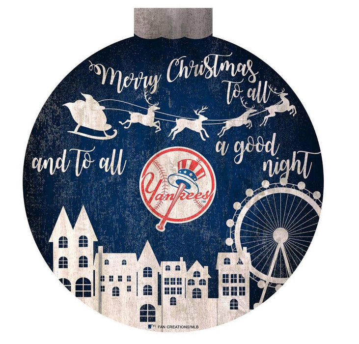 New York Yankees 12" Christmas Village Wall Art Wood Sign - for just $12.99! 